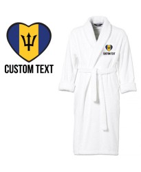 Barbados Flag Heart Shape Embroidery Logo with Custom Text Embroidered Bathrobes